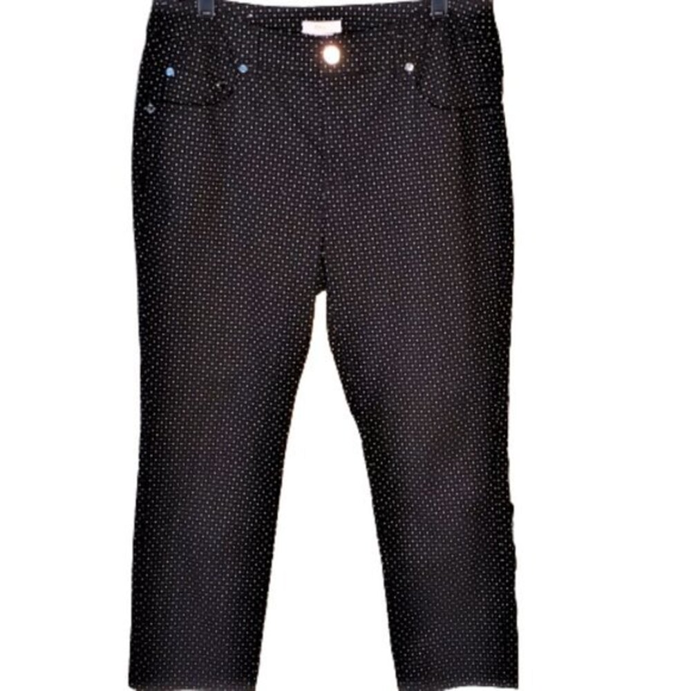Eric Jeans Dress Pants Mini Dots Cropped Black White High Rise Career Size 10